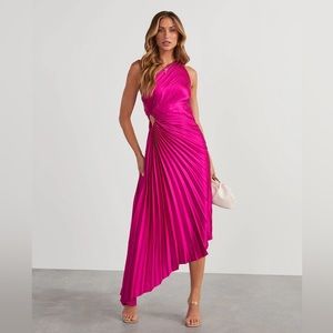 Fuscia cocktail dress.